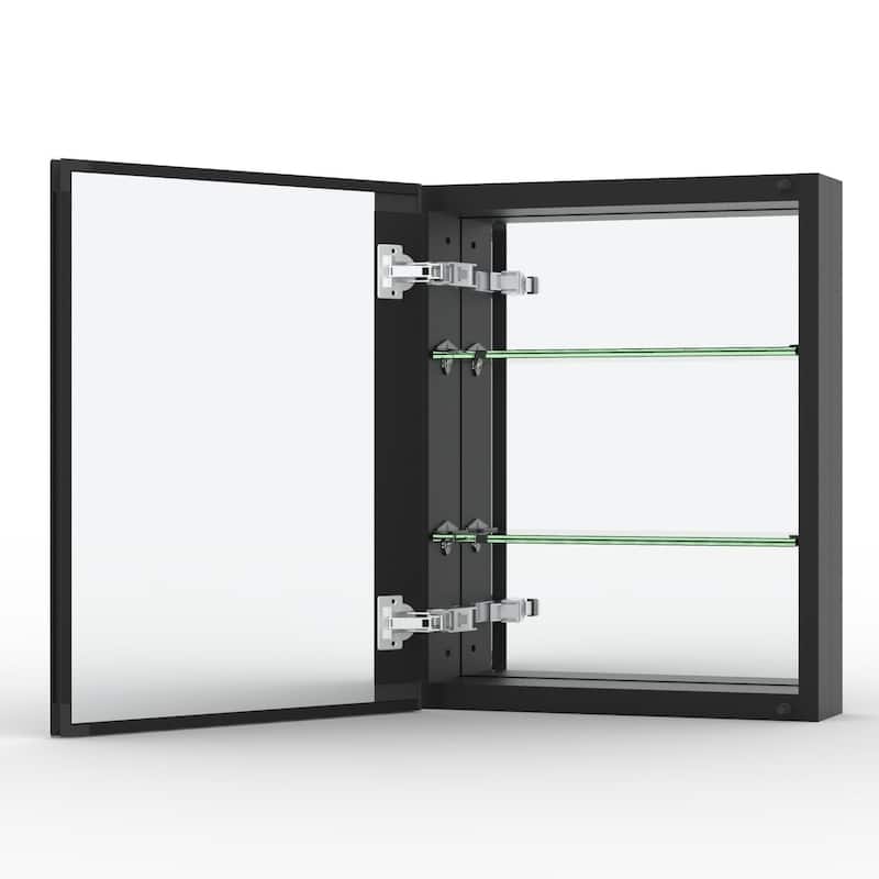 16" x 20" Rectangular Aluminum Surface Mount Medicine Cabinet with Mirror and Shelves - 16" x 20"