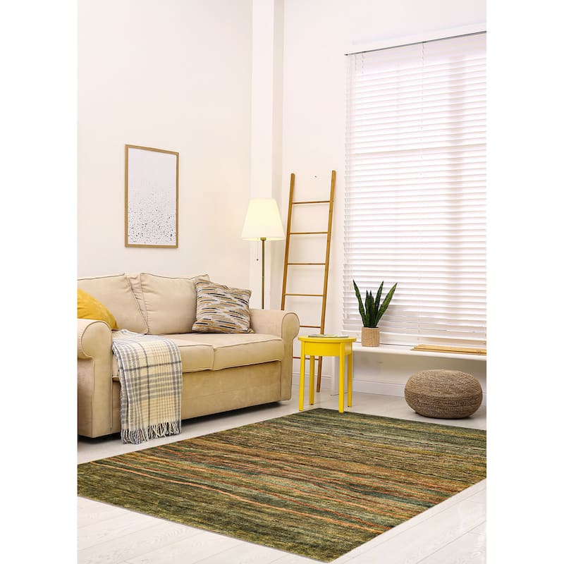 ECARPETGALLERY Hand-knotted Peshawar Ziegler Green Wool Rug - 5'1 x 6'11