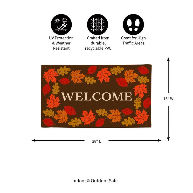 Orange and Brown 18 in. x 30 in. PVC Harvest Welcome Door Mat
