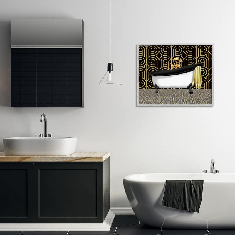 Stupell Bathroom in Deco Style Framed Giclee Art Design By Conrad Knutsen