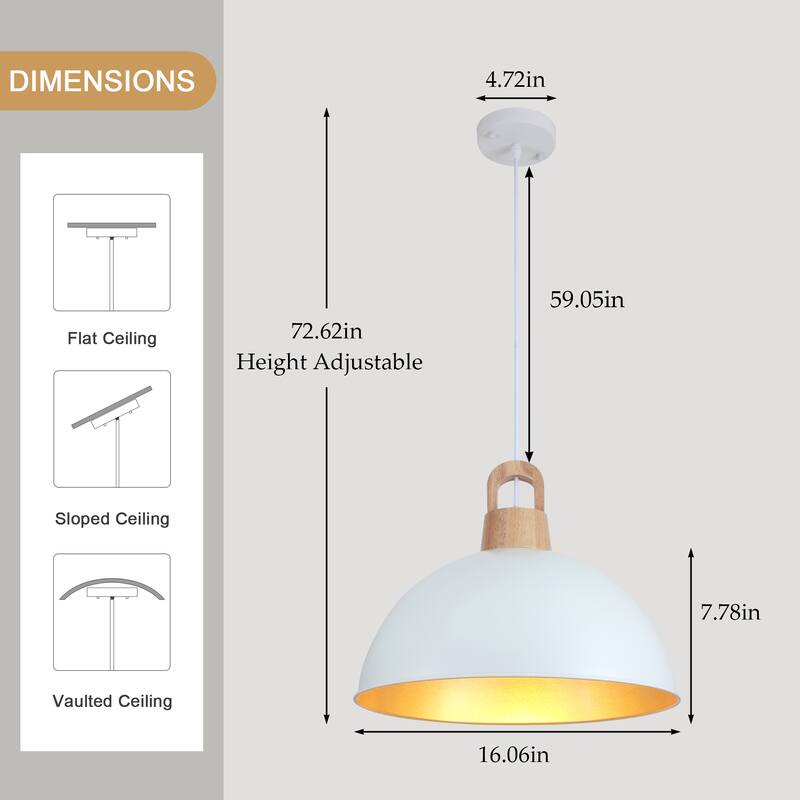 1 - light Industrial Dome Pendant Modern Hanging Lamp for Dining Room Living Room Foyer