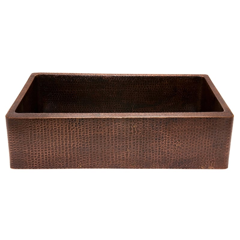 35-in Hammered Copper Kitchen Apron Single Basin Sink with Matching Drain and Accessories (KSP3_KASDB35229)