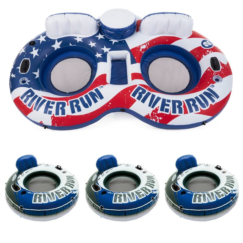 Intex American Flag 2 Person Float w/ River Run 1 Person Tube (3 Pack) - 7