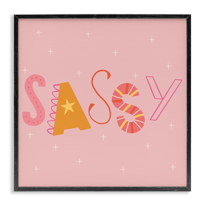 Stupell Pink & Yellow Sassy Typography Framed Giclee Art Design By Sazerelli Designs - 17 x 17 - Black