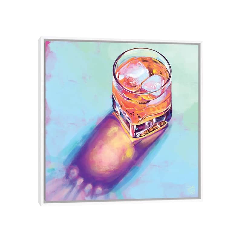 iCanvas "Happy Hour" by Very Berry Framed - White - 18x18