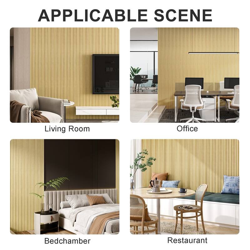 4 Packs Solid Wood Panels for Wall,Acoustic Wood Slat Wall Panels - Oak