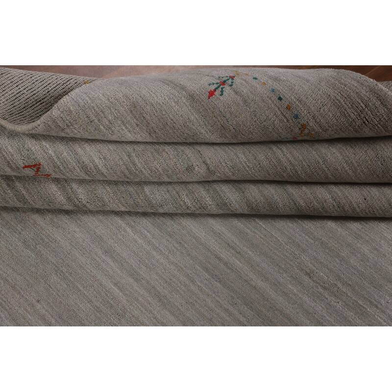 Beige Tribal Gabbeh Oriental Area Rug Handmade Wool Carpet - 7'11" x 9'8"