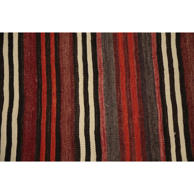 Hand Woven Oriental 100% Wool Carpet Southwestern Geometric Multi-Colored Kilim Area Rug - 10' 10'' X 4' 11''