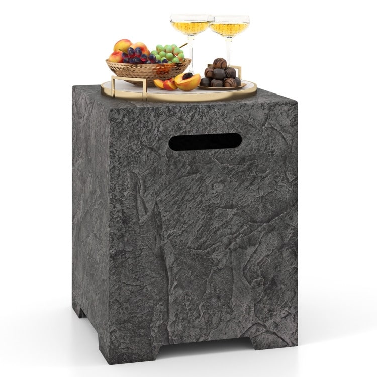 Gray Propane Tank Cover Table with Waterproof PVC Cover and Adjustable Feet - 42.5" x 17.5" x 13"