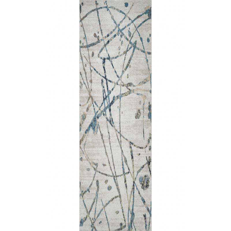 Machine Washable Archie Rug - 2'6" x 8'0" - Blue/Beige