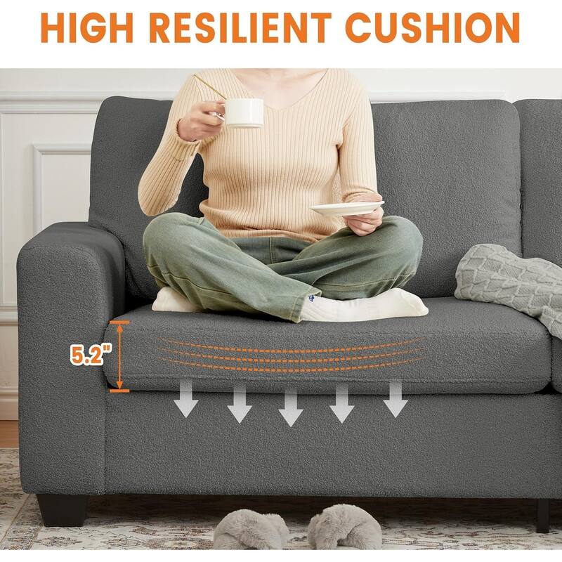 83'' Loveseat Couch, Comfy Teddy Velvet Sofa with Deep Seats, Modern Cloud Couch for Living Room