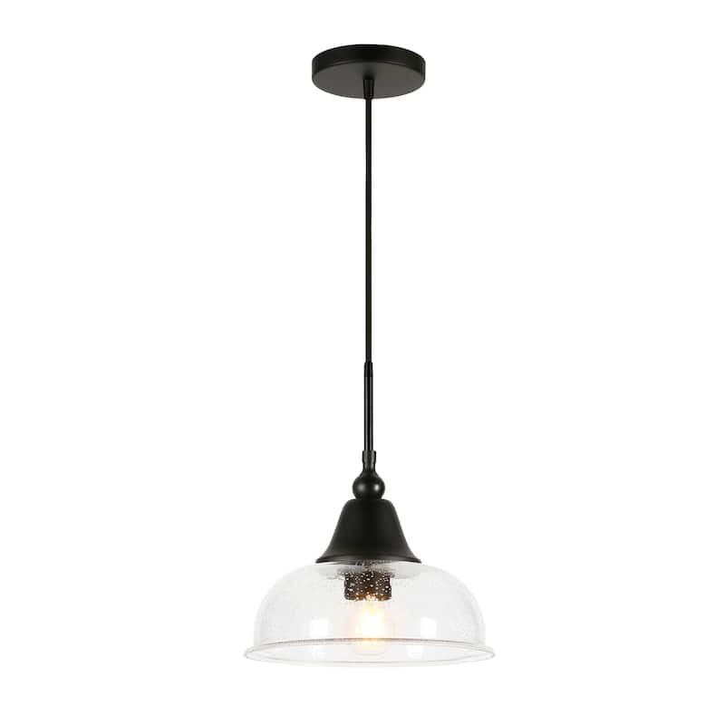 Blackened Bronze Finish and Seeded Glass Pendant