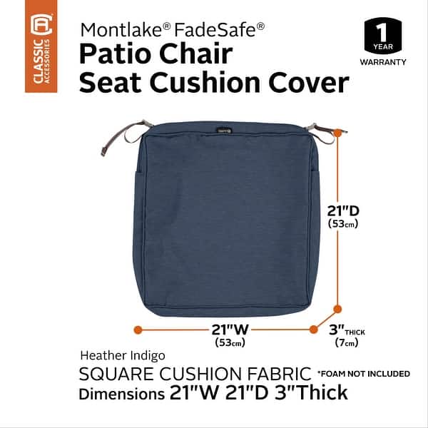 dimension image slide 20 of 22, Classic Accessories Montlake Water-resistant Seat Cushion Slip Cover