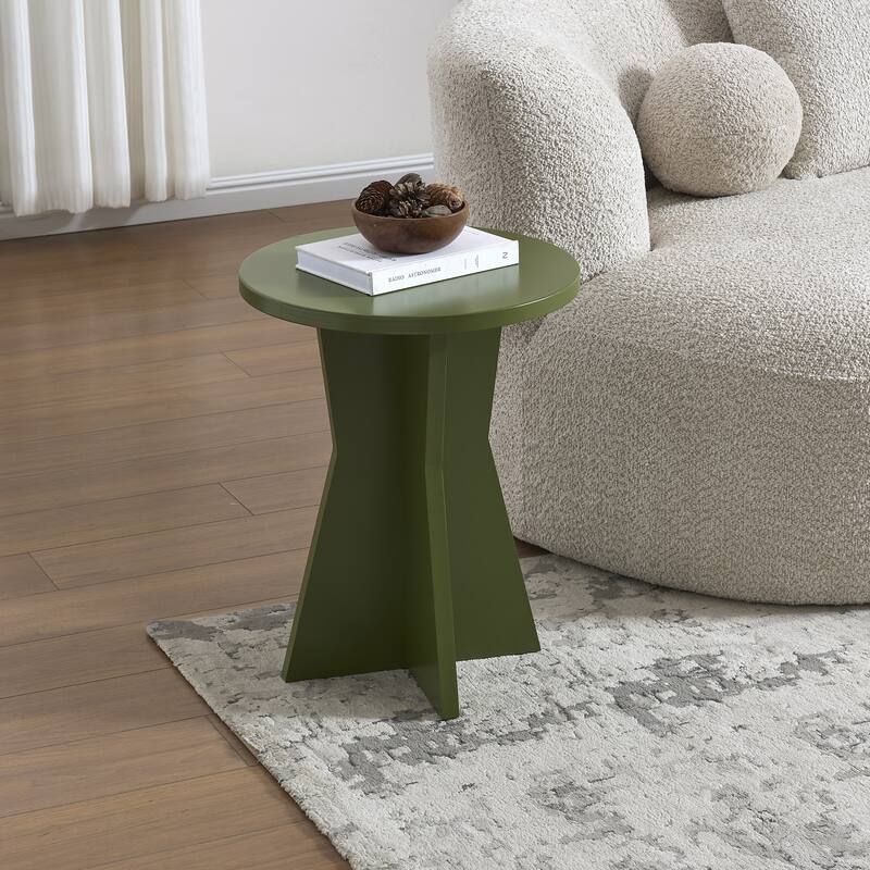 Adam Contemporary Wood Pedestal Accent Side Table - Avocado
