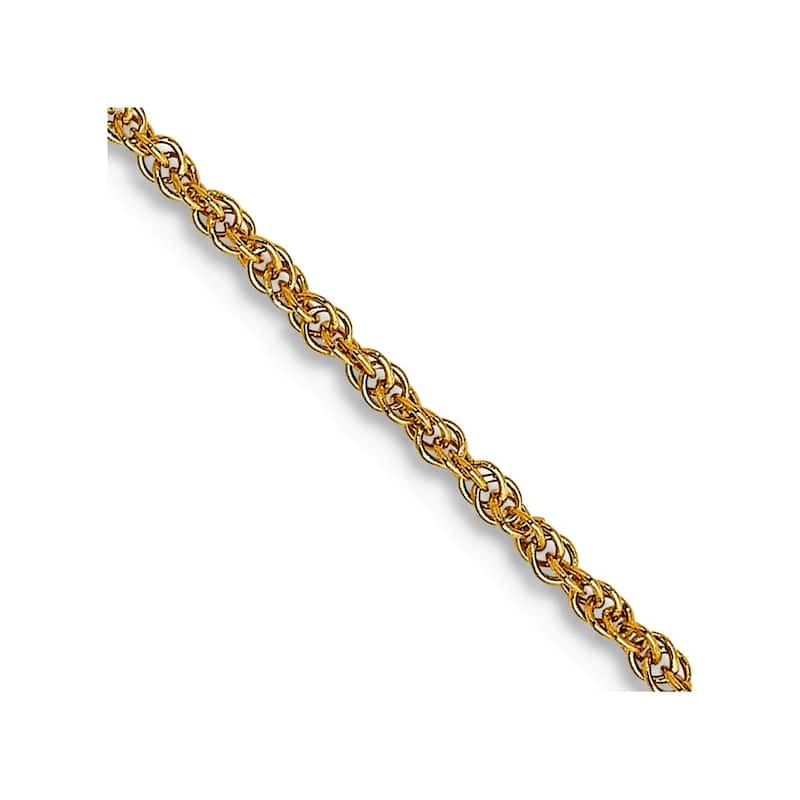 Curata 14k Yellow Gold Solid 1.1mm Baby Rope Chain Necklace Options: 16 18 20 24 30