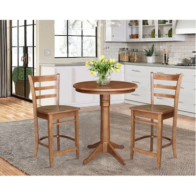 30" Round Top Pedestal Table with 2 Emily Counter Height Stools - 3 Piece Set