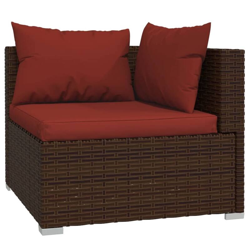 vidaXL Patio Lounge Set Outdoor Sectional Sofa Set Table Garden Poly Rattan - 27.6" x 27.6" x 23.8"