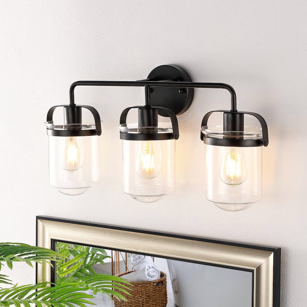 Clear Glass 3-light Armed Vanity Wall Sconce