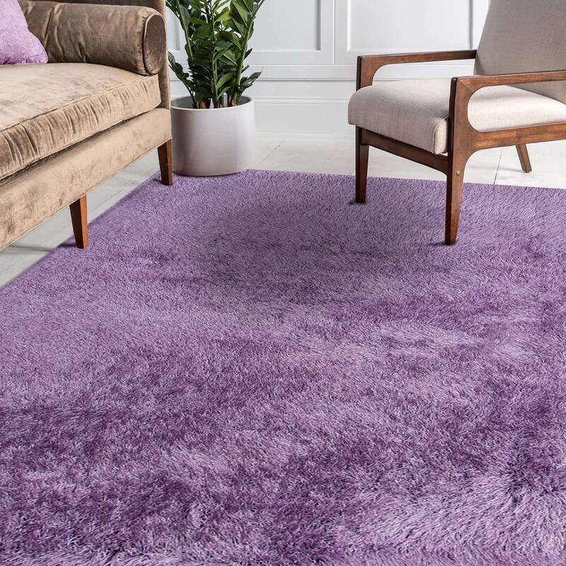 Mila Jade Microfiber Extra Thick 3" Plush Shag Rug - 2' x 3' - Purple