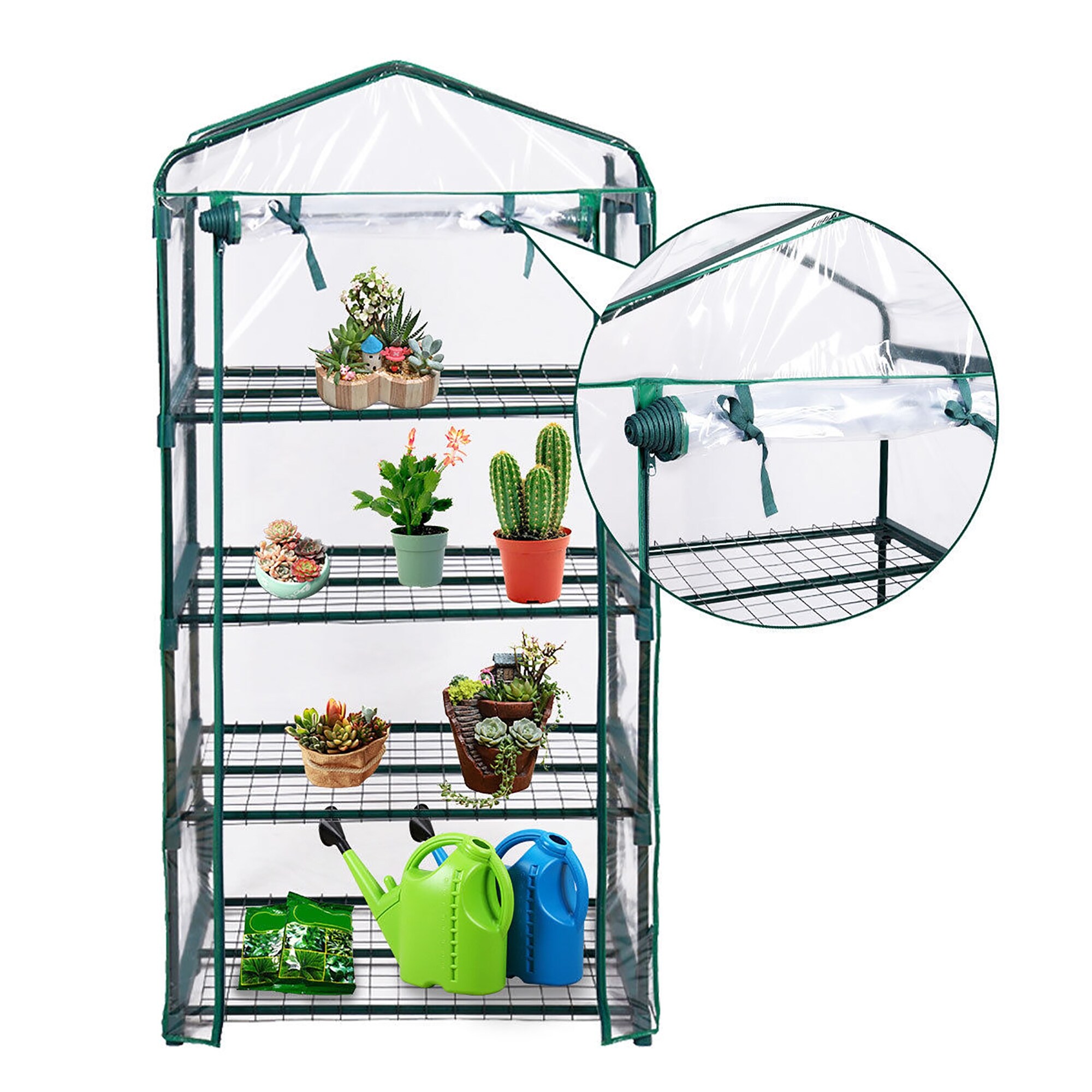 Mini Greenhouse 4 Tier Plant Shelves Portable Growing Garden House