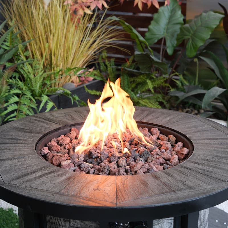 36 in. W x 36 in. D x 25 in. H Round Propane Gas Burning Outdoor Fire Pit in Wood