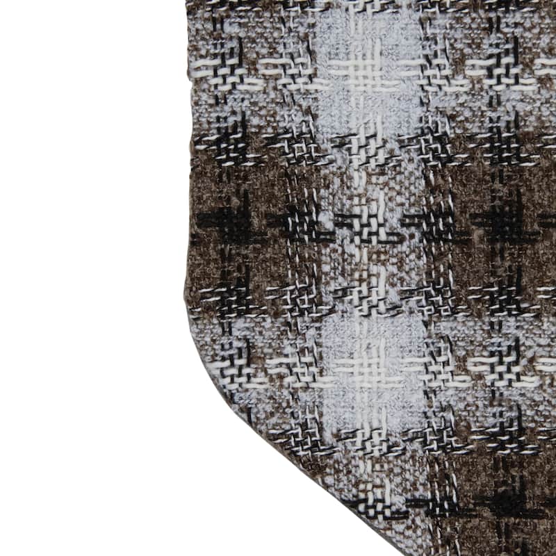 18" Brown and White Buffalo Plaid Christmas Stocking