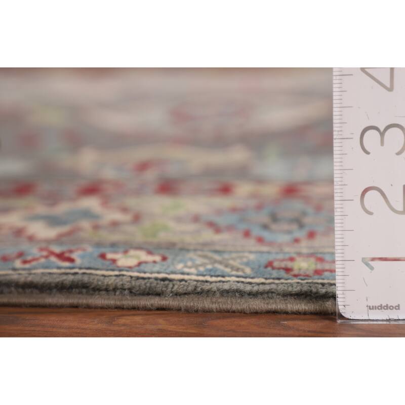 Gray Geometric Kazak Oriental Area Rug Handmade Wool Carpet - 5'0" x 6'8"