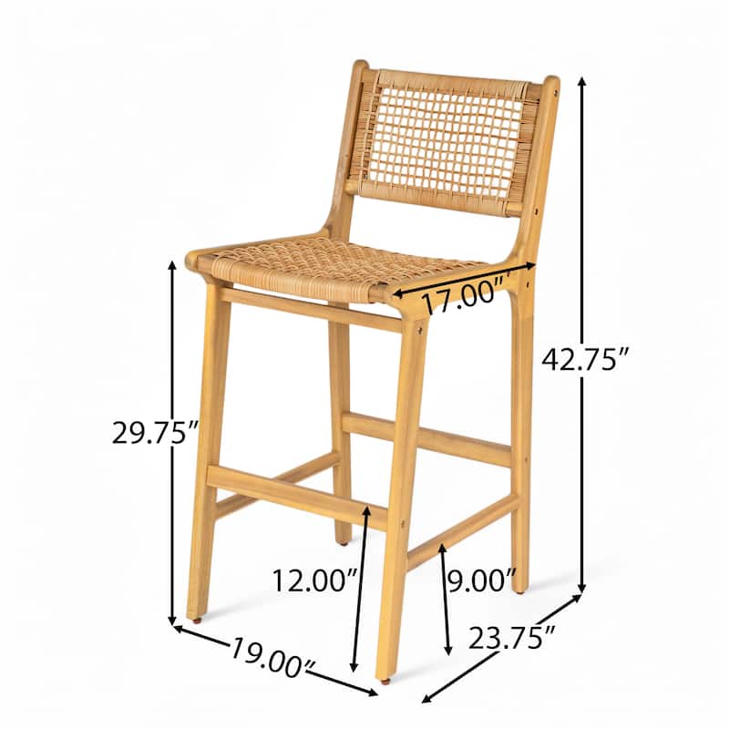Christopher Knight Home - Betty Outdoor Acacia and Wicker Bar Stool Set of 2
