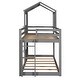 preview thumbnail 17 of 15, Grey Twin over Twin Solid Wood Bunk Bed with Roof, Window, and Guardrail
