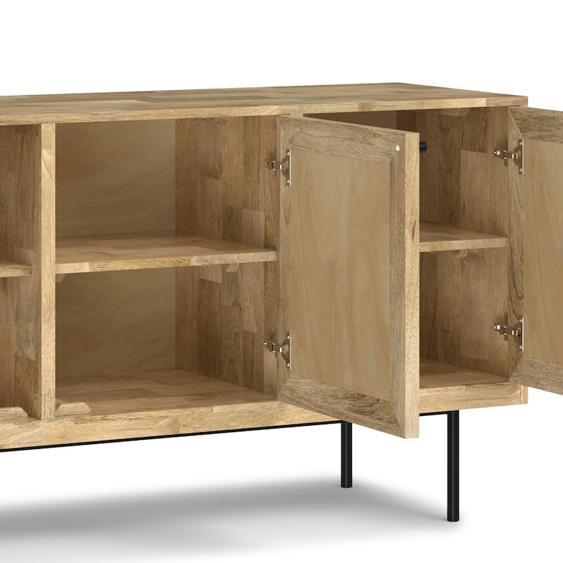 WYNDENHALL Wellspring MANGO WOOD 57 inch Wide Rectangle Modern Sideboard Buffet in Natural - 57 inch Wide