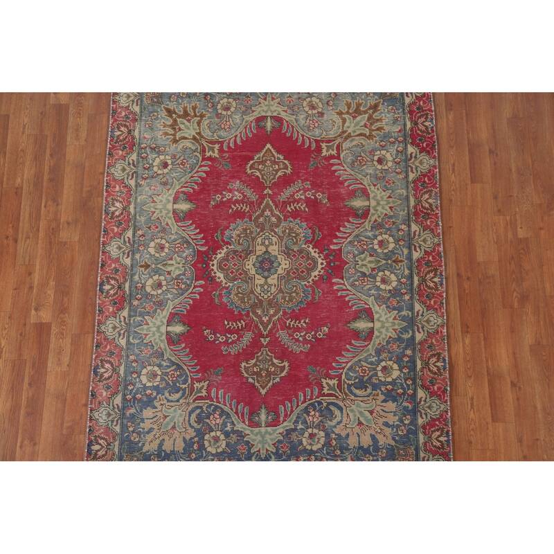Tabriz Persian Vintage Area Rug Handmade Wool Carpet - 4'7" x 6'4"