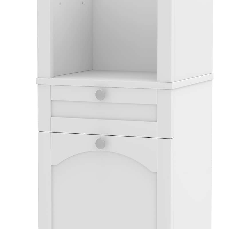 53 Inch Tall Tilt Out Laundry Hamper Cabinet with Hidden Basket and Storage Drawer