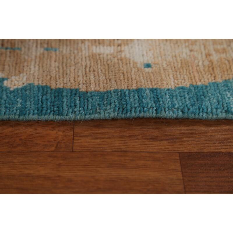 Hand Knotted Oriental 100% Wool Carpet Transitional Animal Pictorial Peach Oushak Area Rug - 2' 11'' X 1' 11''