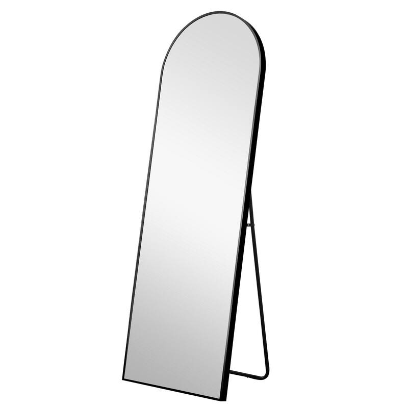 HomeRoots 71" Black Arched Metal Narrow Frame Standing Mirror - 23.62