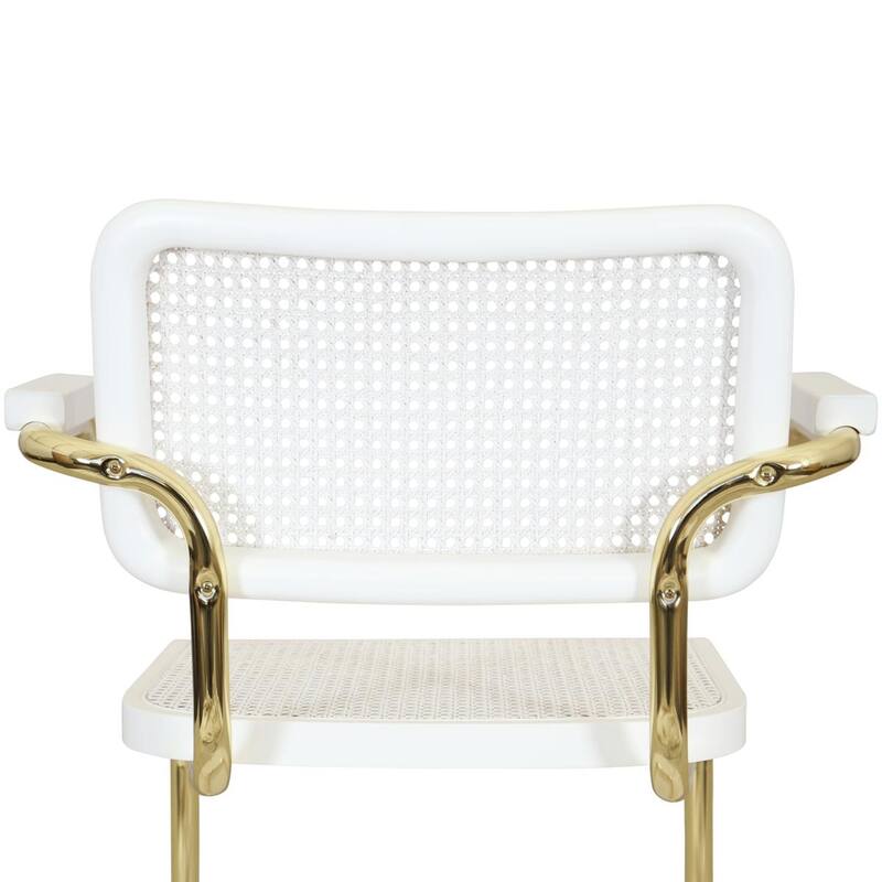 Breuer Chair Company Marcel Breuer Cesca Cane Cantilever Armchair Arm Chair w/ Brass Steel Frame (Various Wood & Cane Colors)