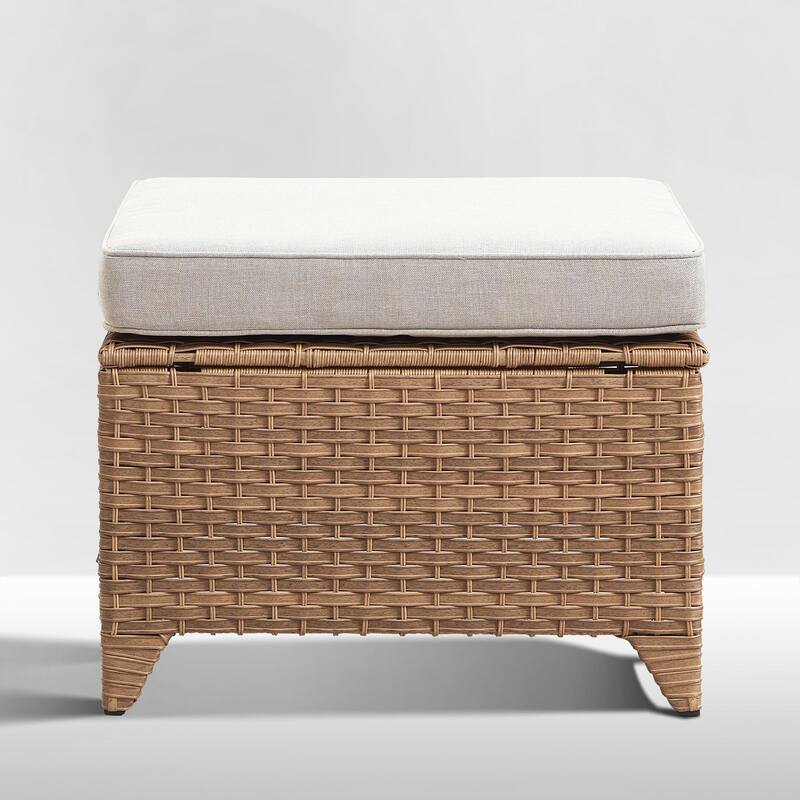 Gymojoy Outdoor Durable Wicker Ottomans with Olefin Cushions