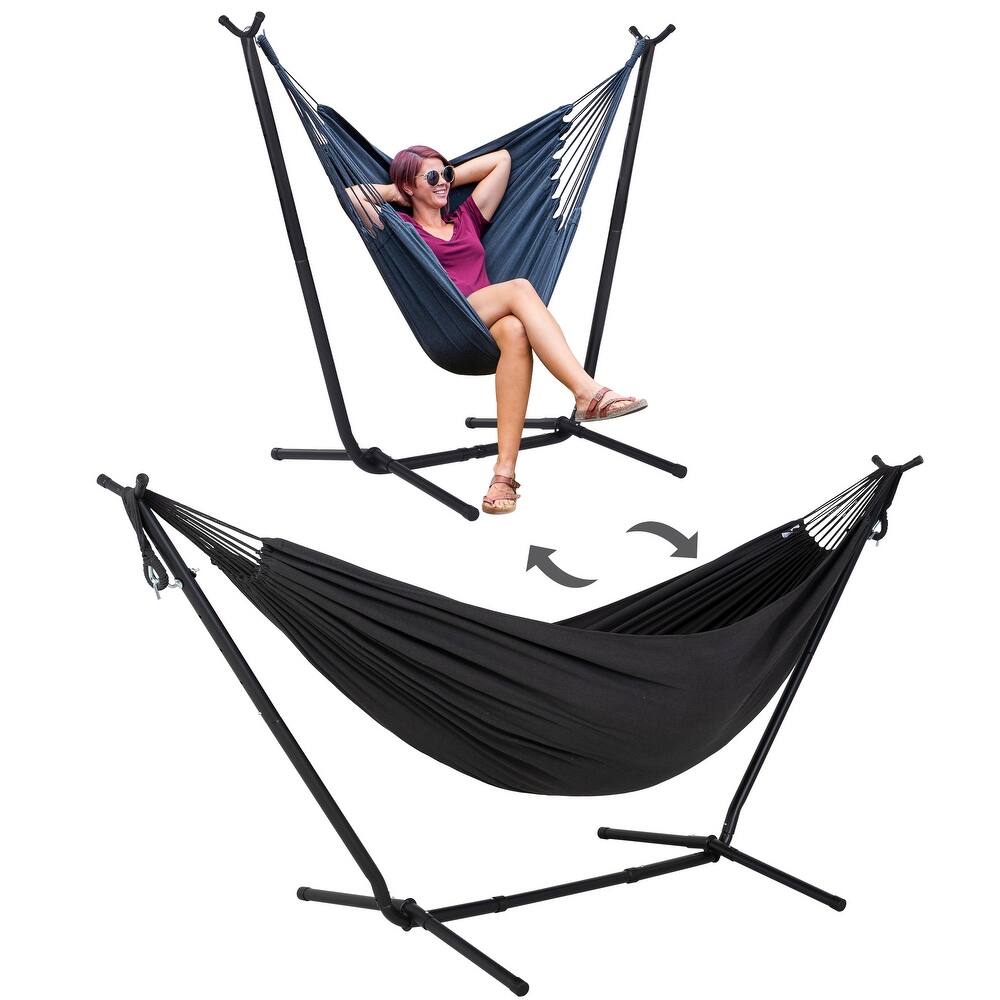10.7 ft. 2-Person Brazilian-Style hammock with 2-in-1 Convertible Stand