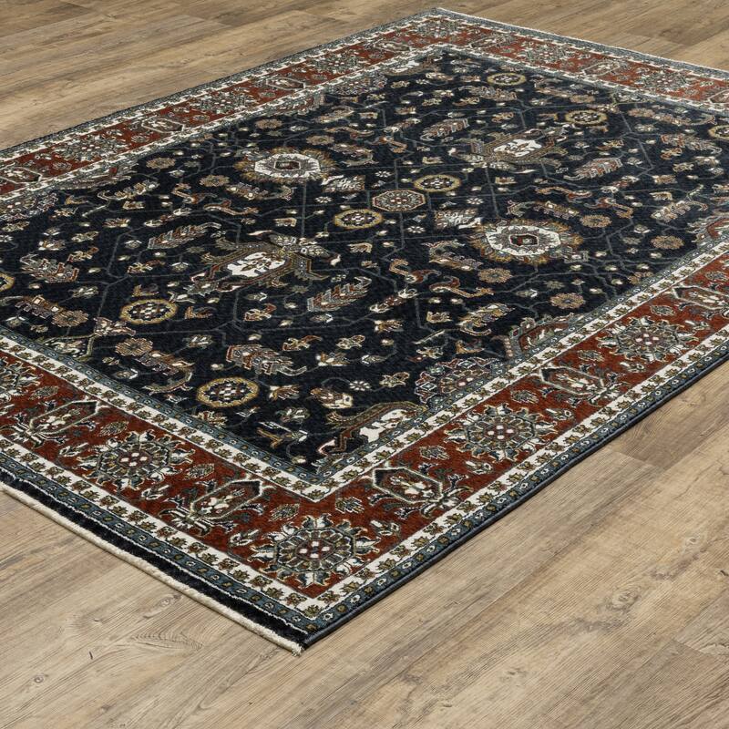 Style Haven Victoria Vintage Traditions Navy/ Rust Area Rug