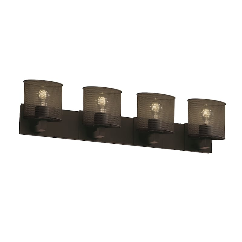 Justice Design Wire Mesh Modular 4-light Dark Bronze Bath Bar, Oval Shade - Dark Bronze