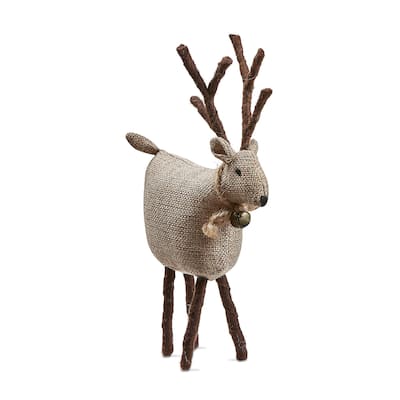 Tweedie Standing Burlap Brown Reindeer Tabletop Decor Decoration Medium 6.12L x 1.95W x 9.50H in.