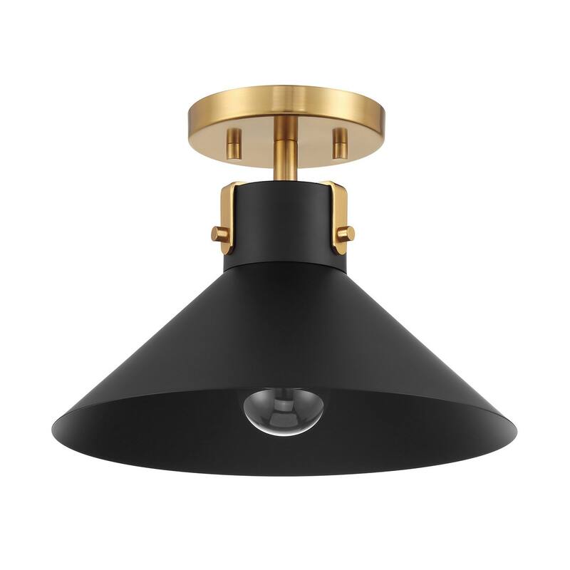1-Light Ceiling Light and Brass By Trade Winds - Matte Black with Natural Brass