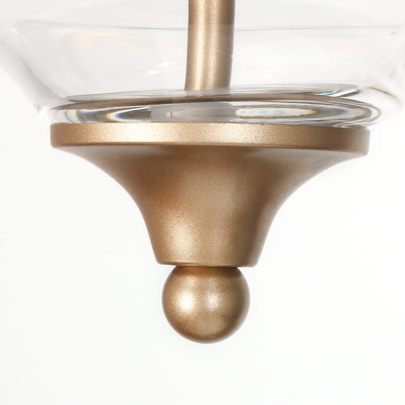 Modern Semi-Flush Mount Teardrop Glass 3-light Brass Metal Light Fixture - Brass Gold - D12.6" x H 13"