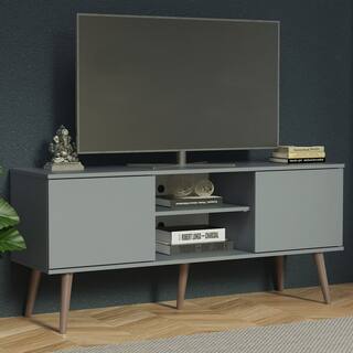 Madesa TV Stand Console with 2 Doors and 2 Shelves with Cable Management for 50, 55 Inch Media Storage