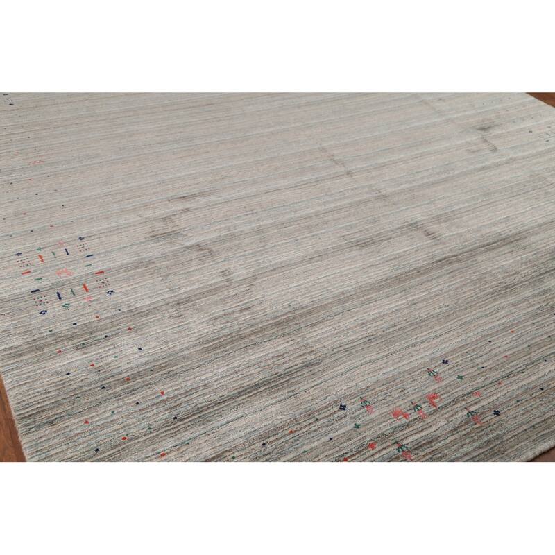 Striped Gabbeh Indian Area Rug Handmade Tribal Wool Carpet - 9'0"x 11'6"