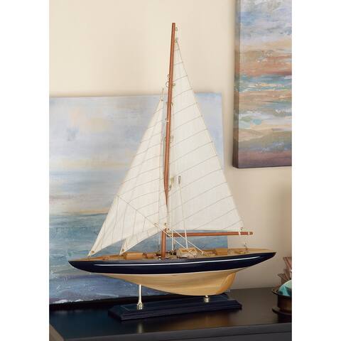 Beige Birch Coastal Sculpture Sail Boat 21 x 17 x 4 - 17 x 3.50 x 21