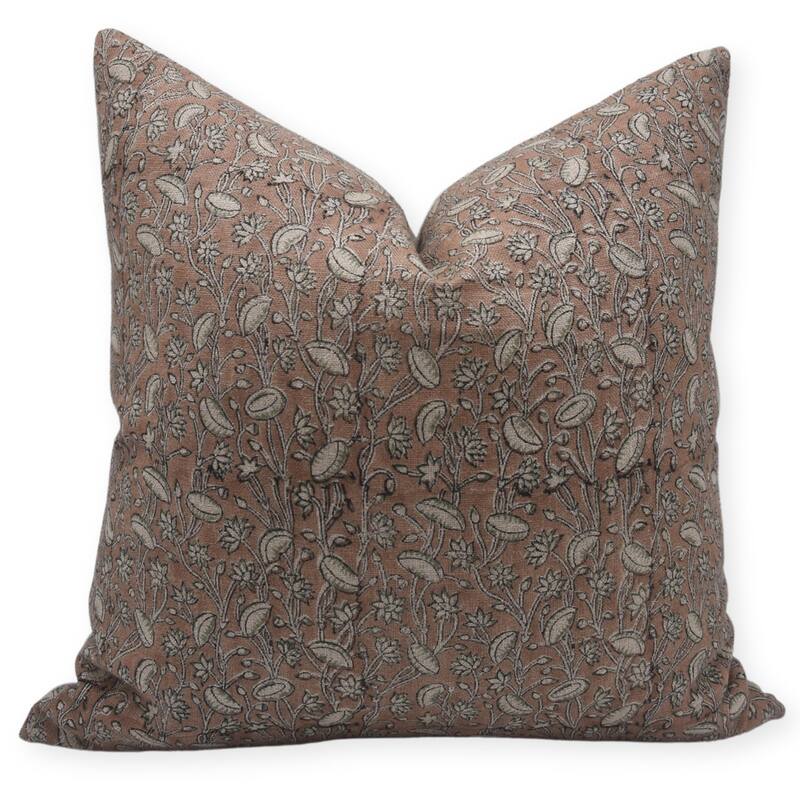 Linen Bohemian Block print pillow Cover- Pishta - Pillow Covers - 22" x 22"