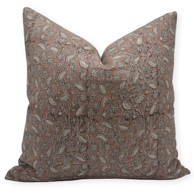 Linen Bohemian Block print pillow Cover- Pishta