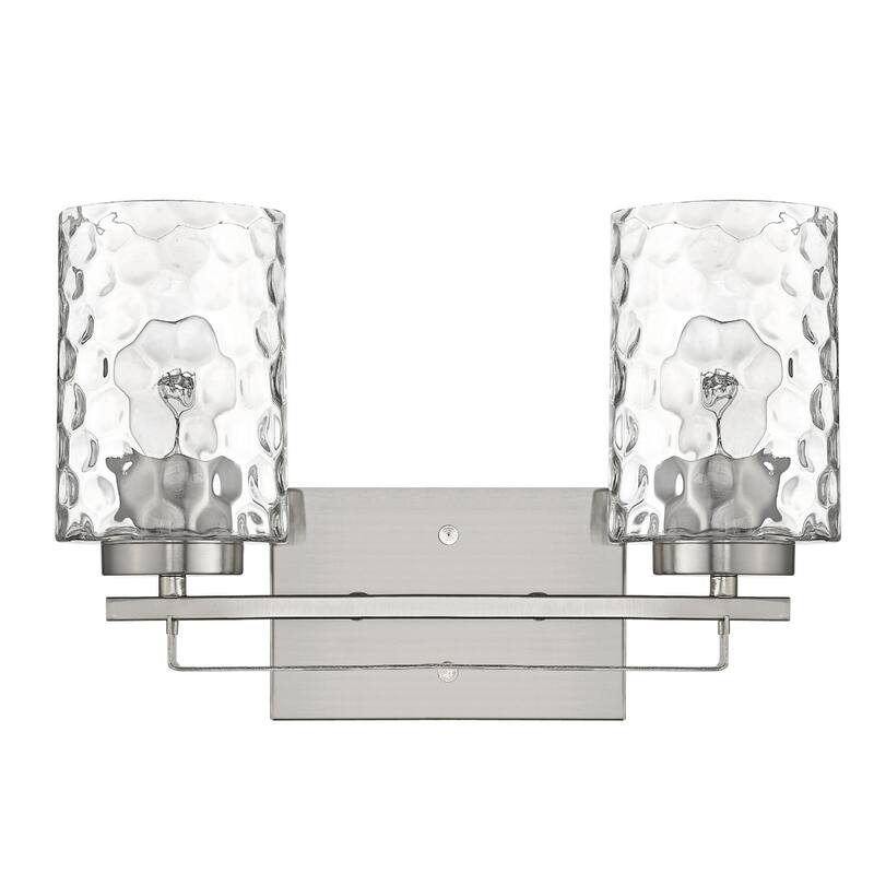 Hardwired Double Light Wall Sconce with Dimmable Steel Fixture and Clear Glass for Bathroom or Hallway - 10" H x 15" W x 6" D