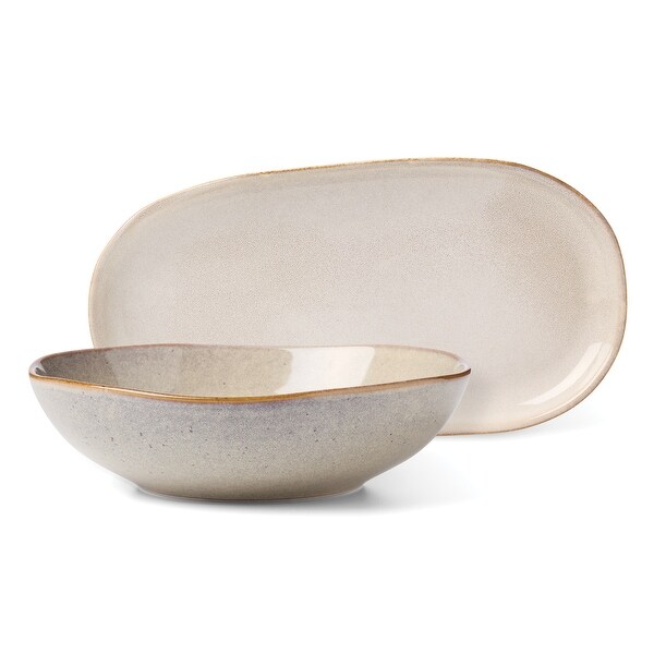 Oneida Organic Shades 2-Piece Serving Set, Bowl & Tray Set - Bowl