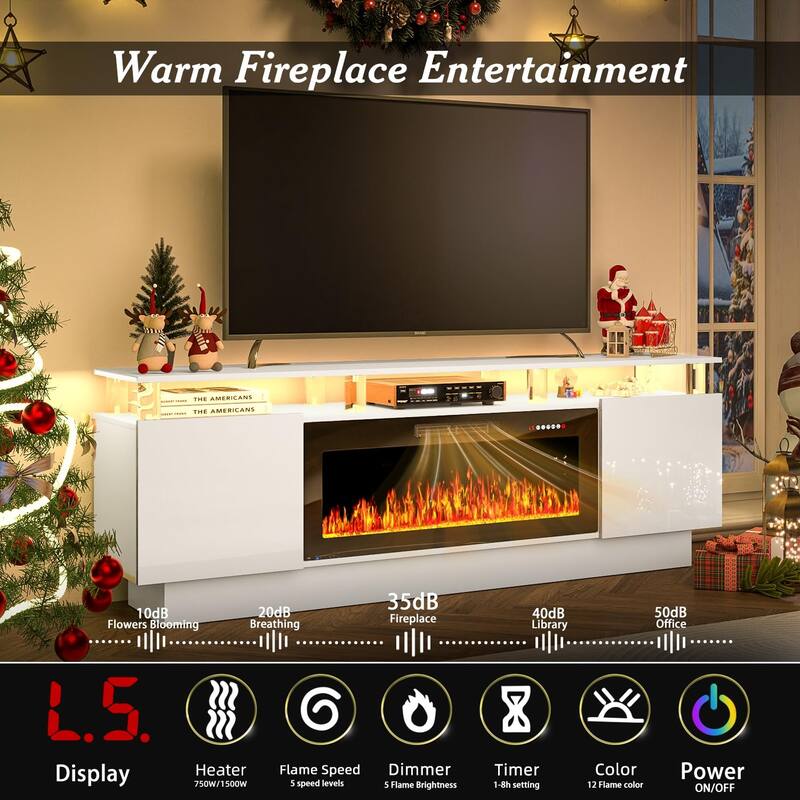 BOSSIN 70 Fireplace TV Stand with 36 Electric Fireplace